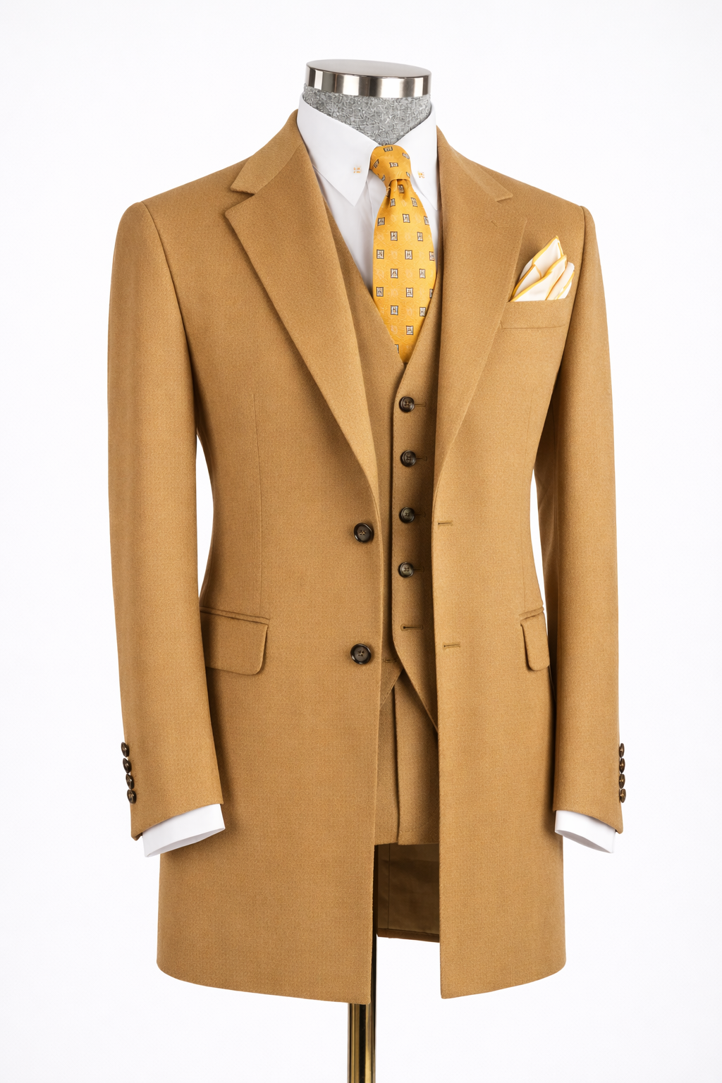 Camel cashmere Chesterfield overcoat — bespoke outerwear
