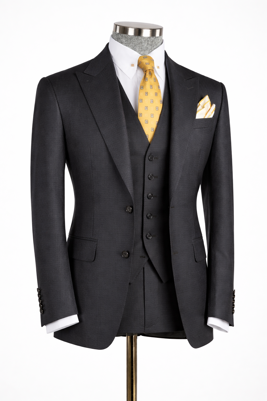 Charcoal 3-piece bespoke suit with waistcoat