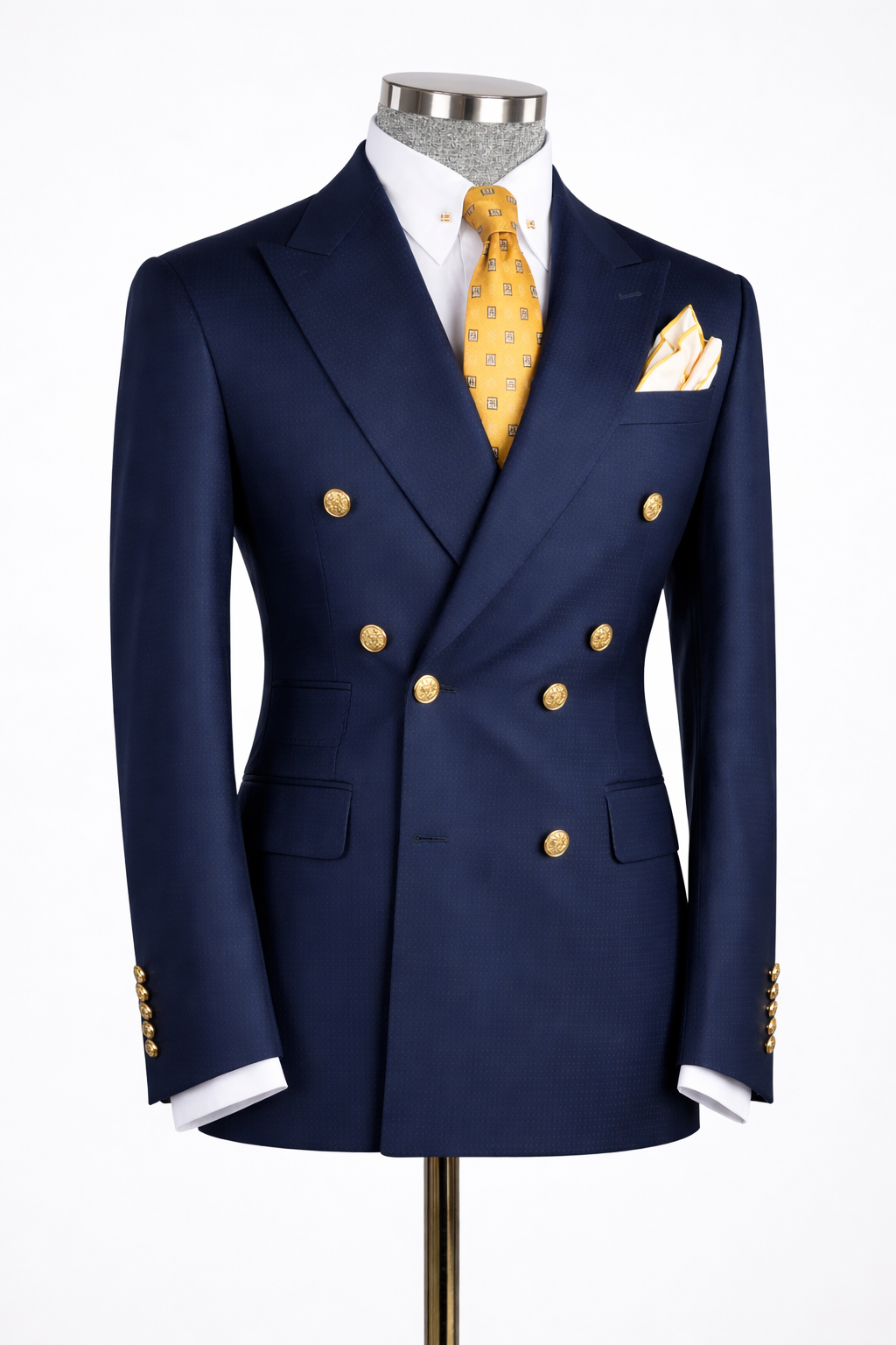 Midnight blue double-breasted bespoke suit
