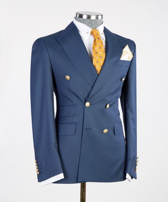 Navy peak lapel bespoke suit — hand-crafted at The Masters Islamabad